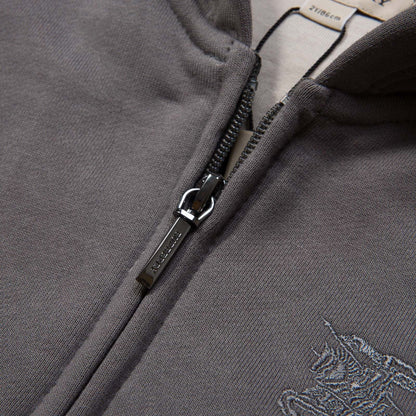 Boys Grey Tracksuit With Check Lined Hood