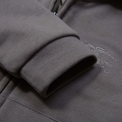 Boys Grey Tracksuit With Check Lined Hood