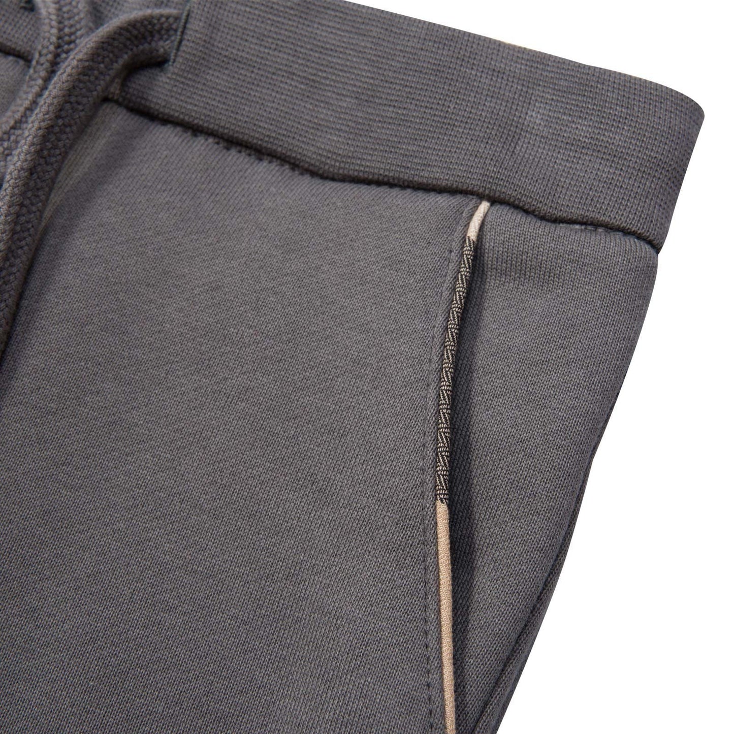 Boys Grey Tracksuit With Check Lined Hood