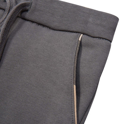 Boys Grey Tracksuit With Check Lined Hood