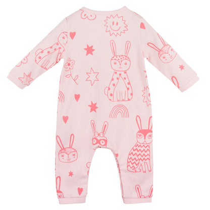 Baby Pink Cotton Space Printed Babygrow
