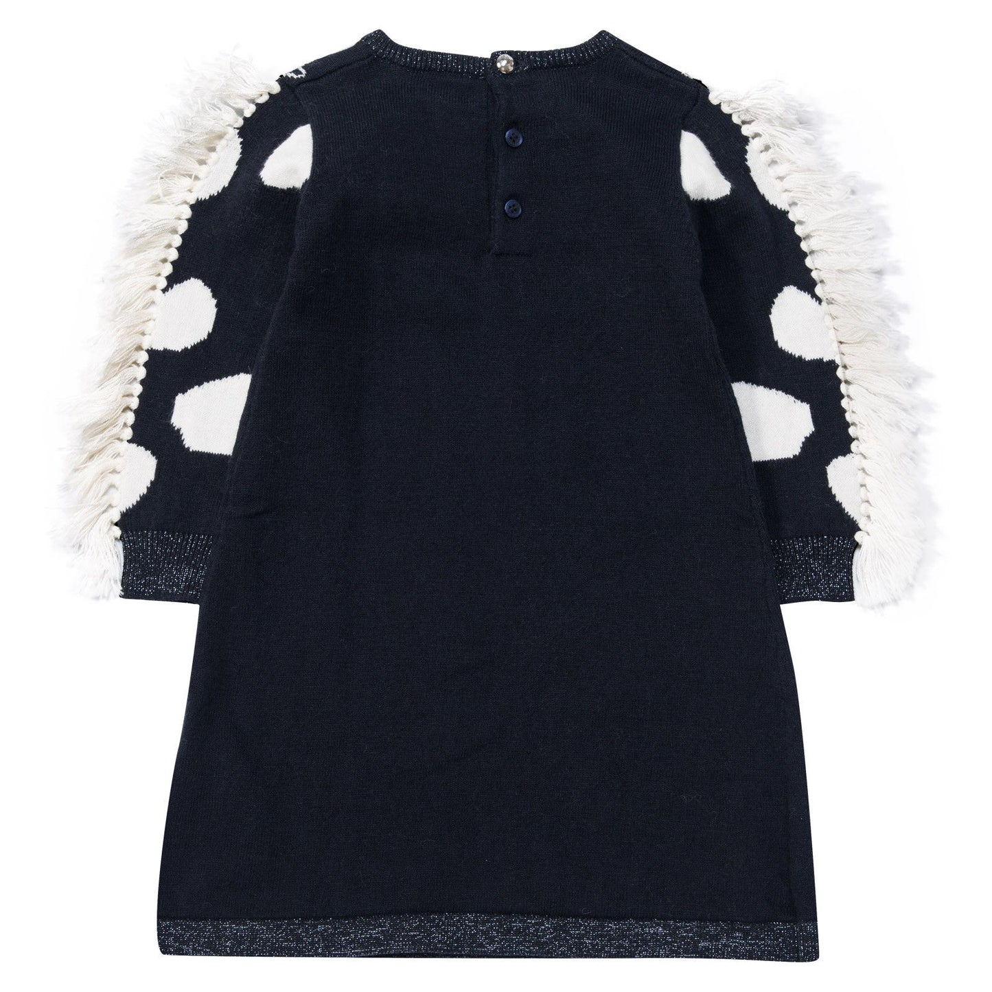 Baby Girls Navy Blue Knitted Horses Trims Dress