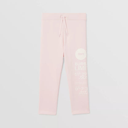 女童粉色Logo棉长裤