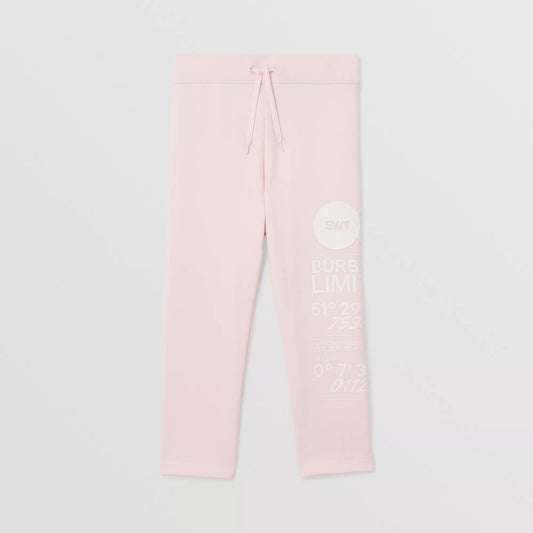 女童粉色Logo棉长裤