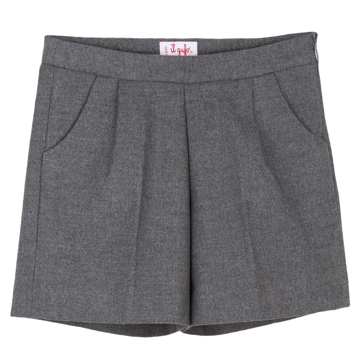 Girls Dark Grey Synthetic Wool Bermuda Short