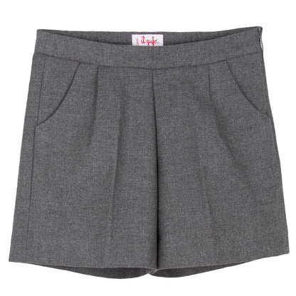 Girls Dark Grey Synthetic Wool Bermuda Short