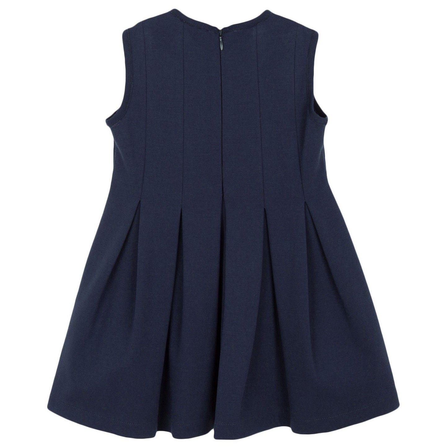 Girls Navy Blue Jersey Dress With Fancy Flower
