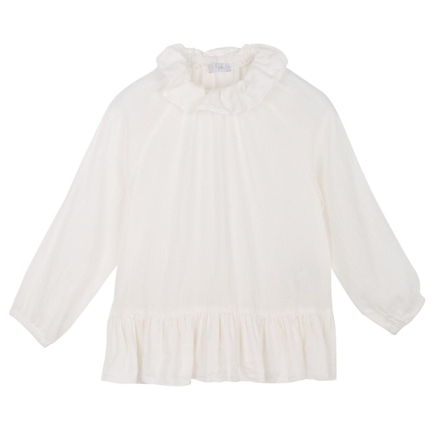 Baby Girls Ivory Silk&Cotton Blouse With Peplum Frill