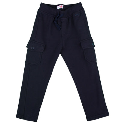 Boys Navy Blue Elastic Waistband Trousers With Pockets