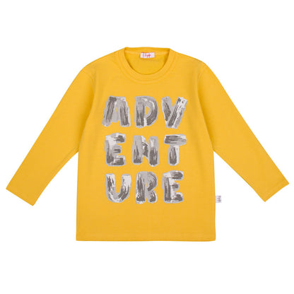 Boys Yellow T-Shirt With Grey Logo