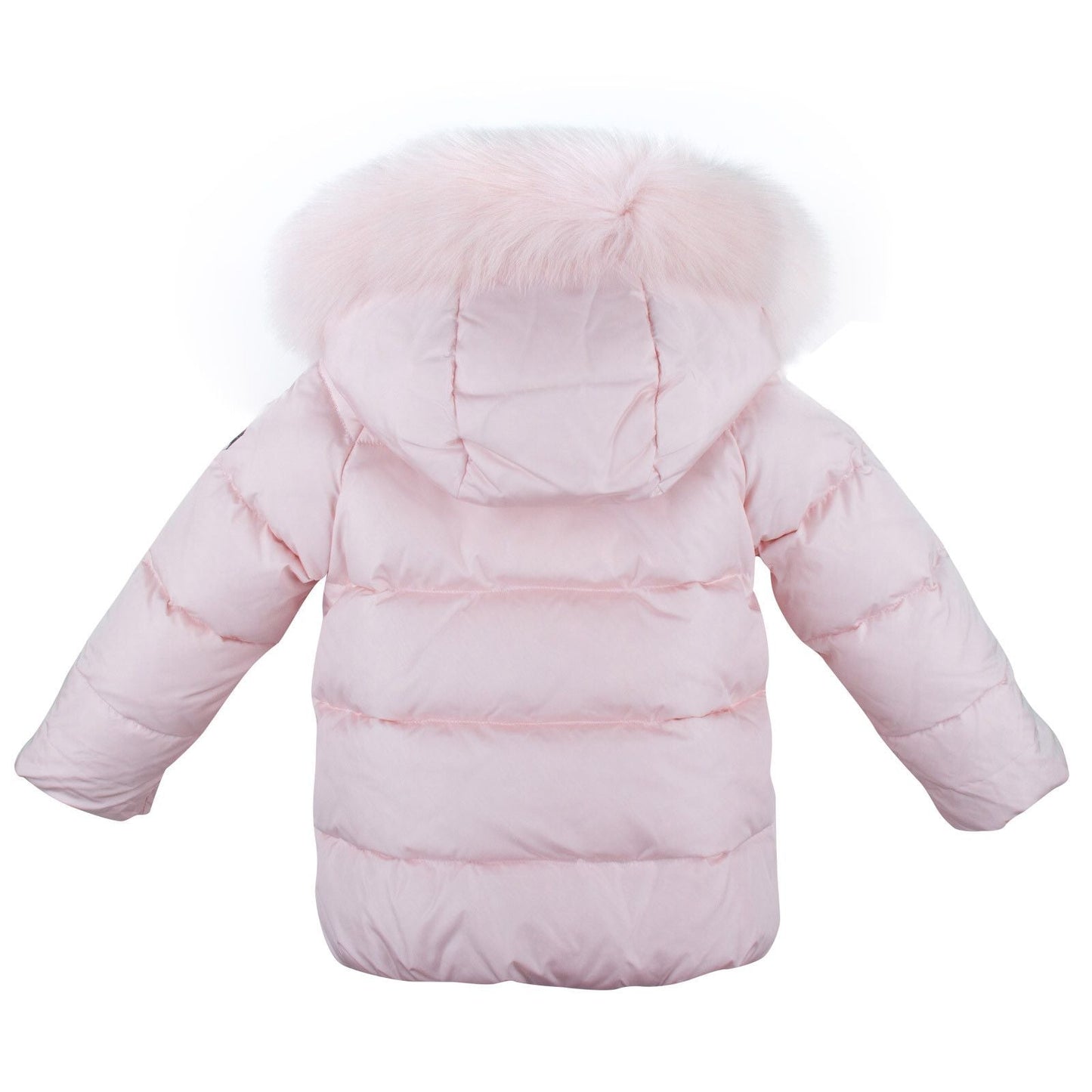 Baby Girls Pink Fur Trims Down Padded Hooded Jacket