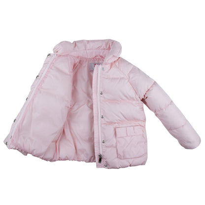 Baby Girls Pink Fur Trims Down Padded Hooded Jacket
