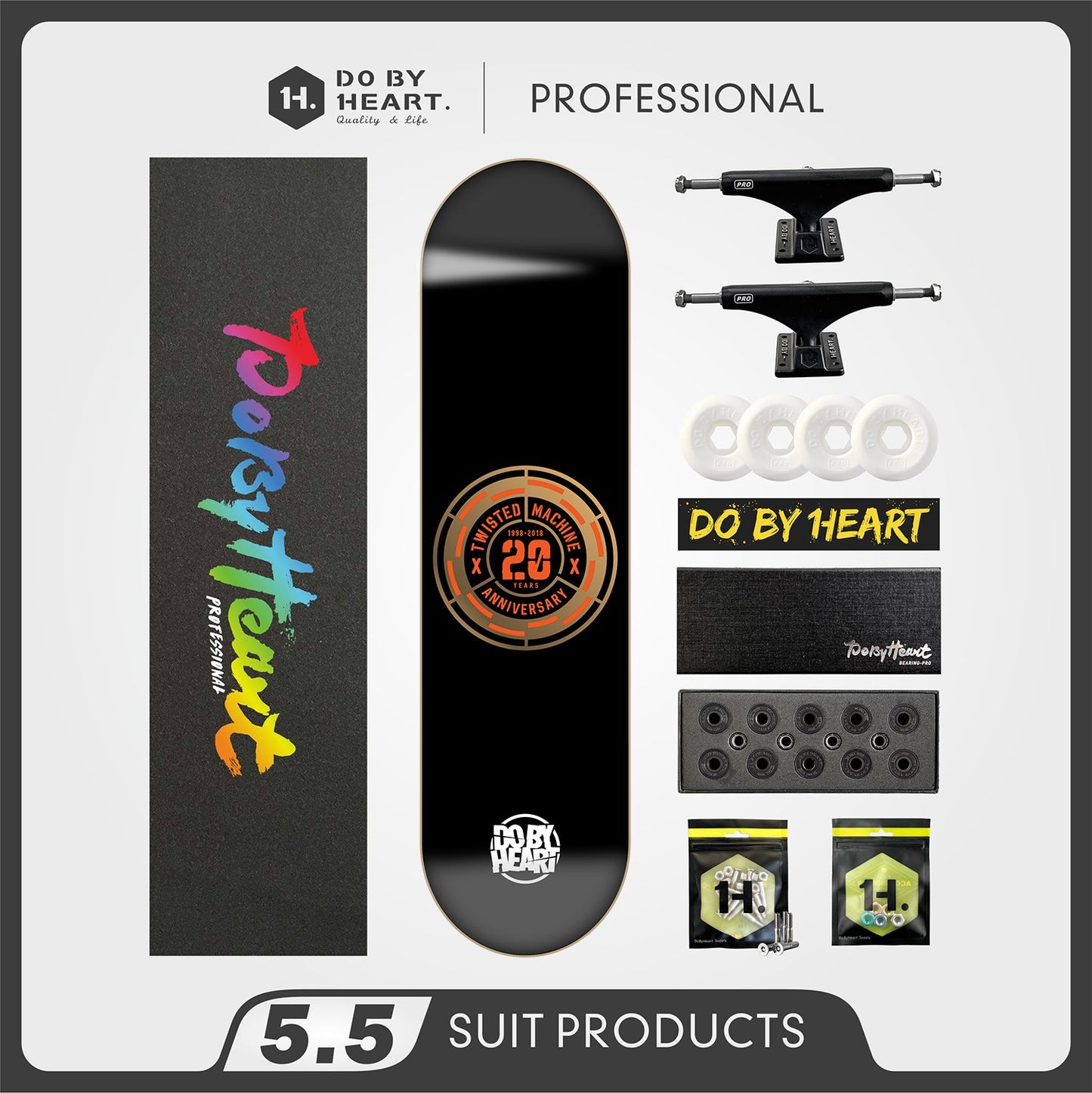 DBH 5.5 扭曲机器筹码黑色滑板套装