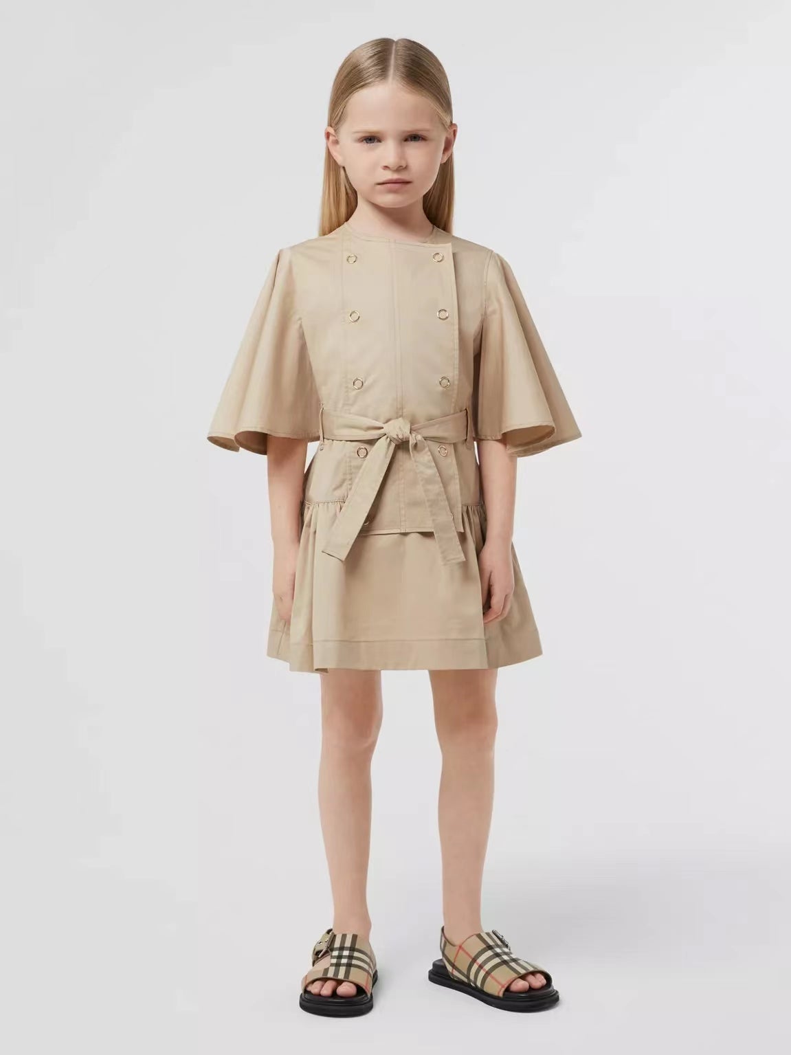 女童米色棉连衣裙