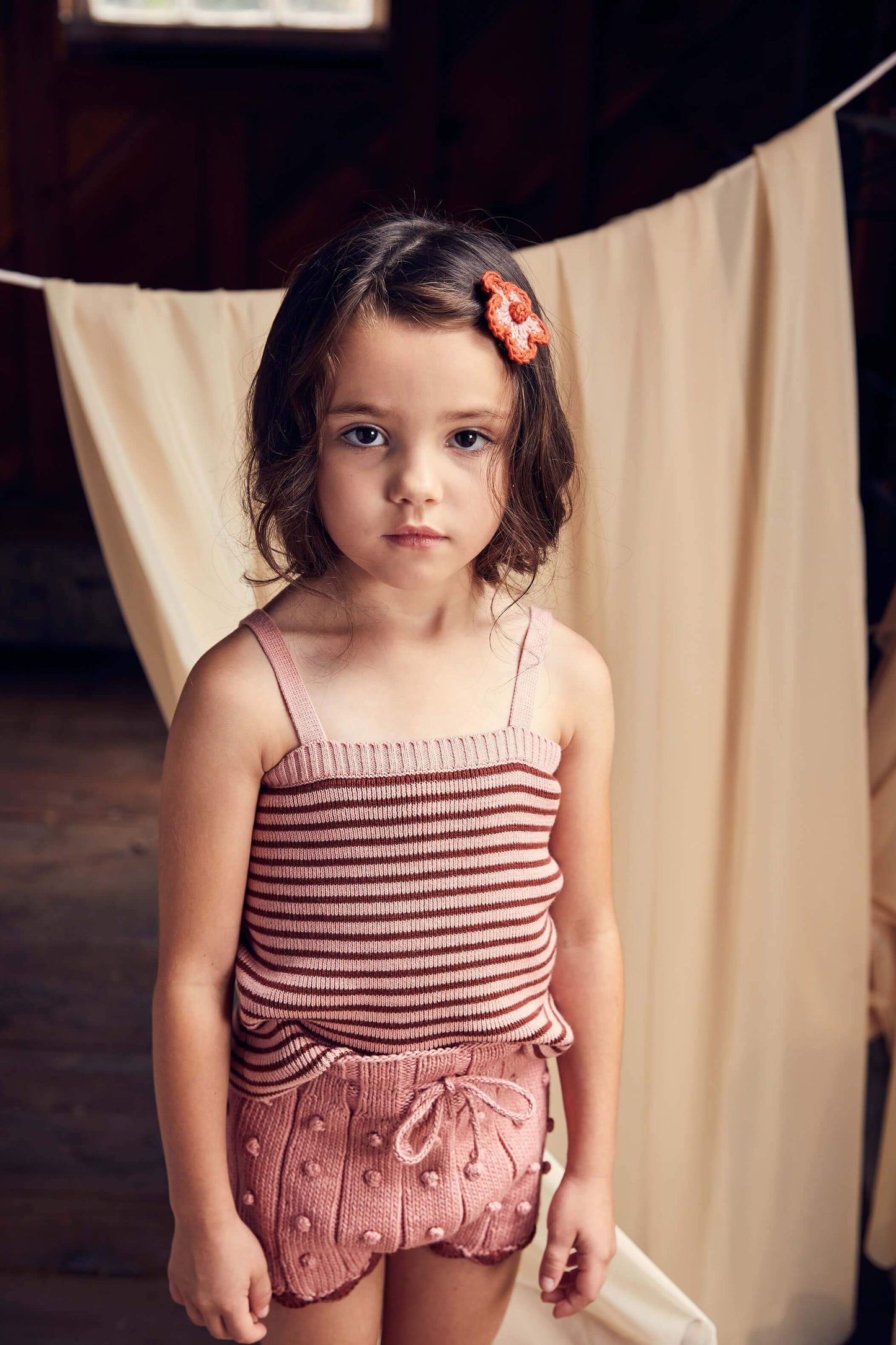 Girls Pink Popcorn Pima Cotton Shorts
