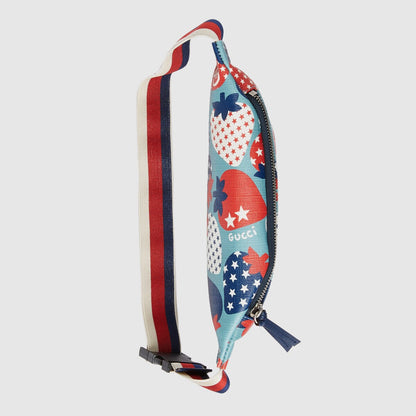 儿童蓝色草莓腰包