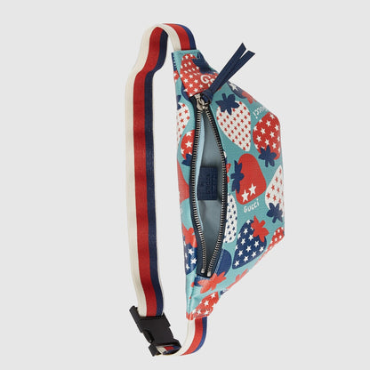 儿童蓝色草莓腰包