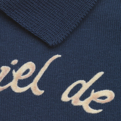 男婴藏青色印花棉连体衣套装