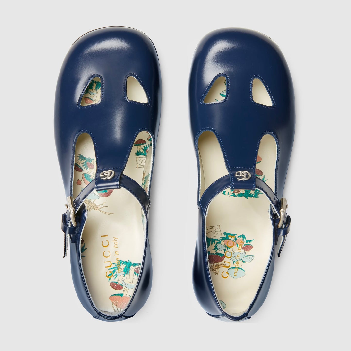 女童藏青色皮革平底鞋