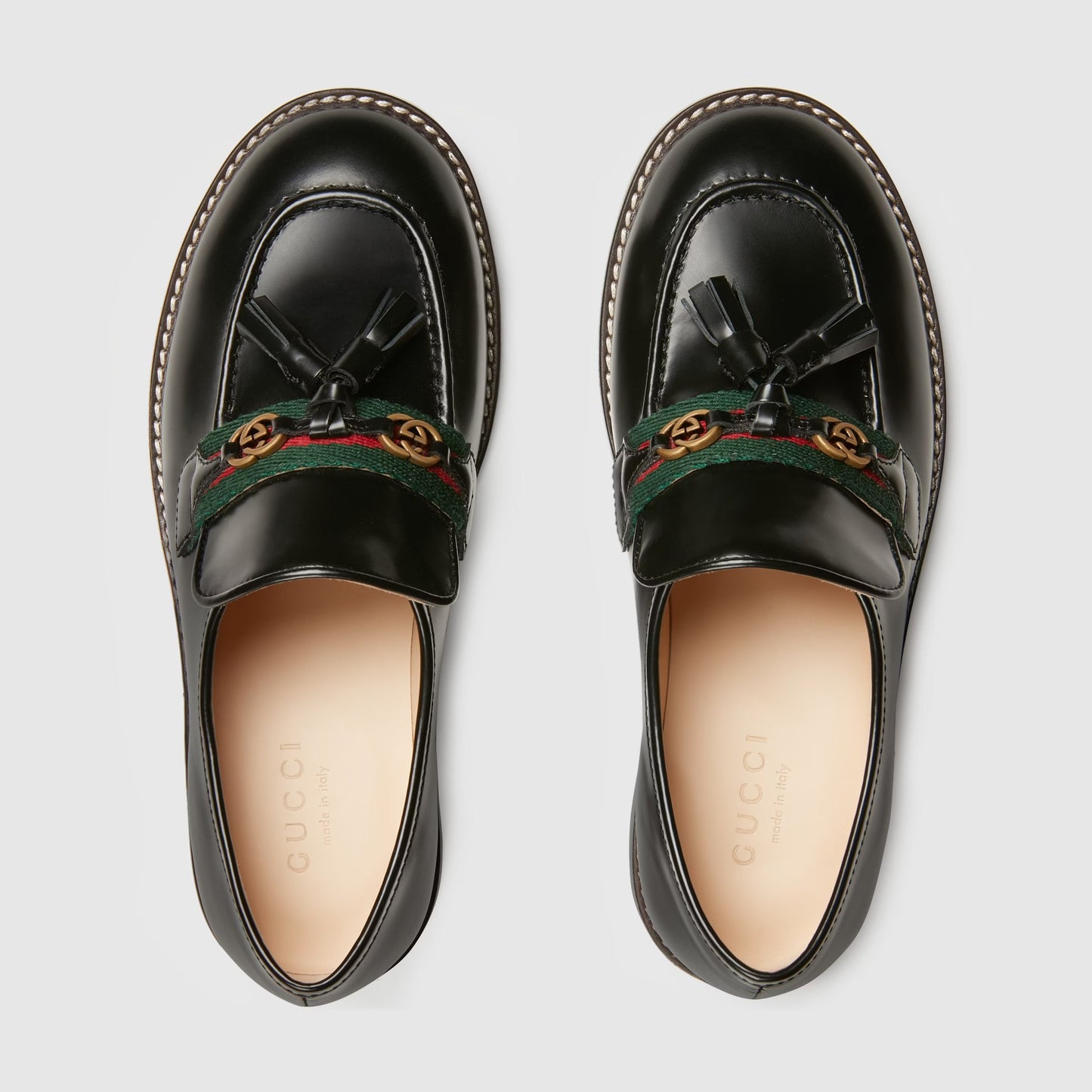 女童黑色GG Logo皮鞋