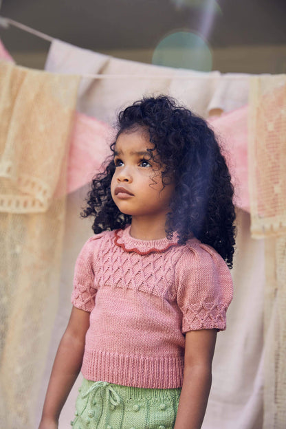 Girls Pink Ruffle Pima Cotton Sweater