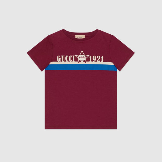 男童酒红色Logo棉T恤