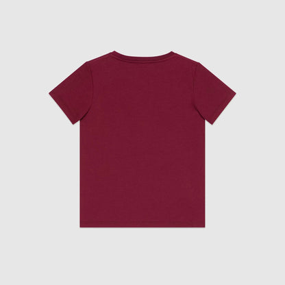 男童酒红色Logo棉T恤
