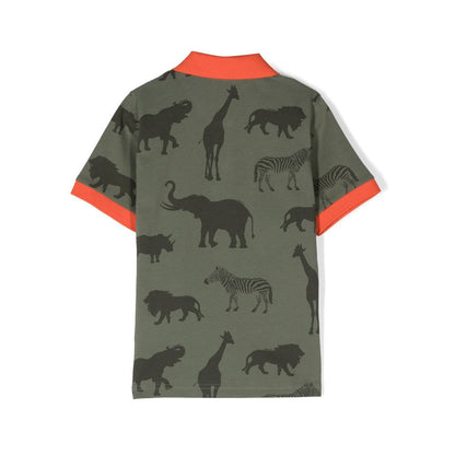 男童绿色印花Polo衫