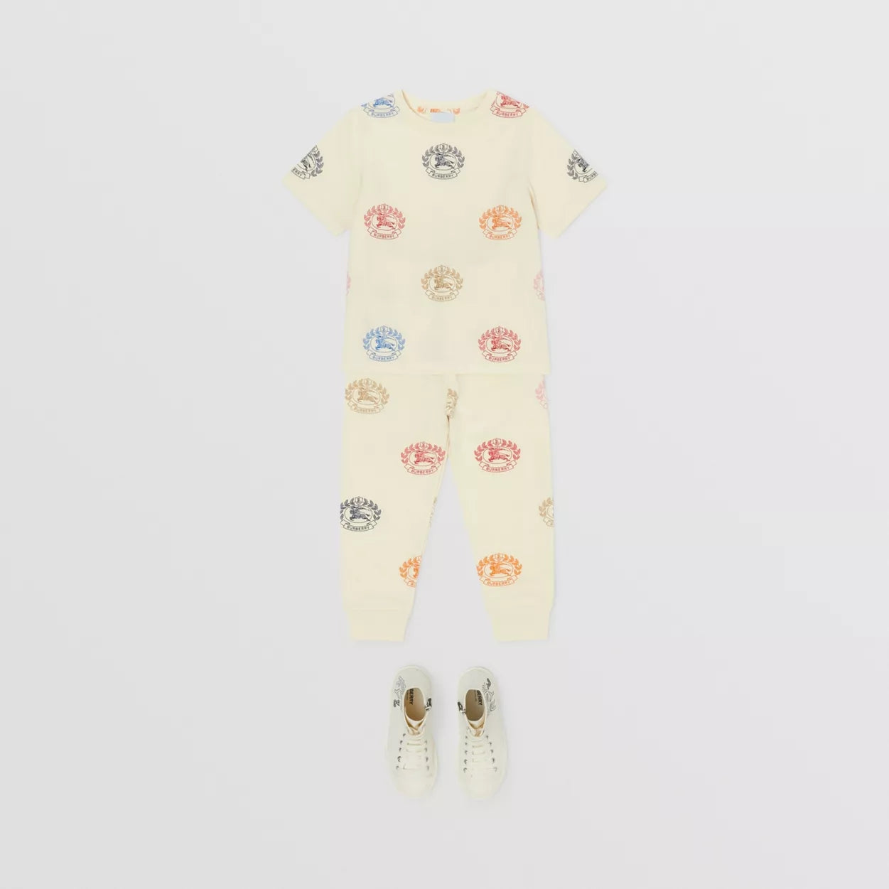 儿童奶油白印花棉T恤