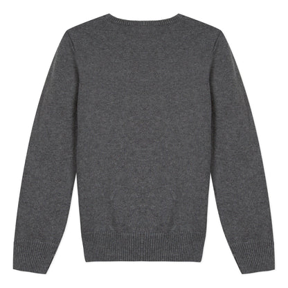 Boys Dark Grey Logo Cotton Sweater