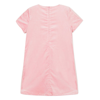 女童粉色棉连衣裙