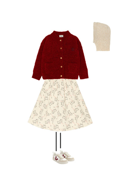 女童白色印花棉短裙