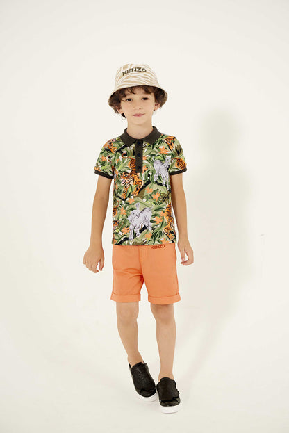 Boys Beige Logo Cotton Hat