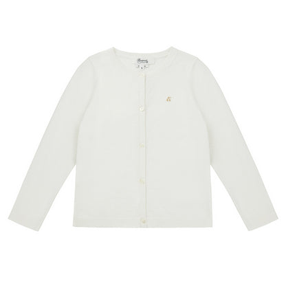 Girls White Cherry Logo Cardigan