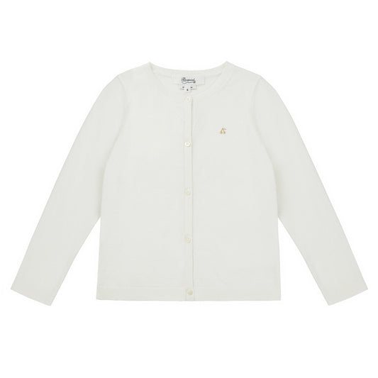 Girls White Cherry Logo Cardigan
