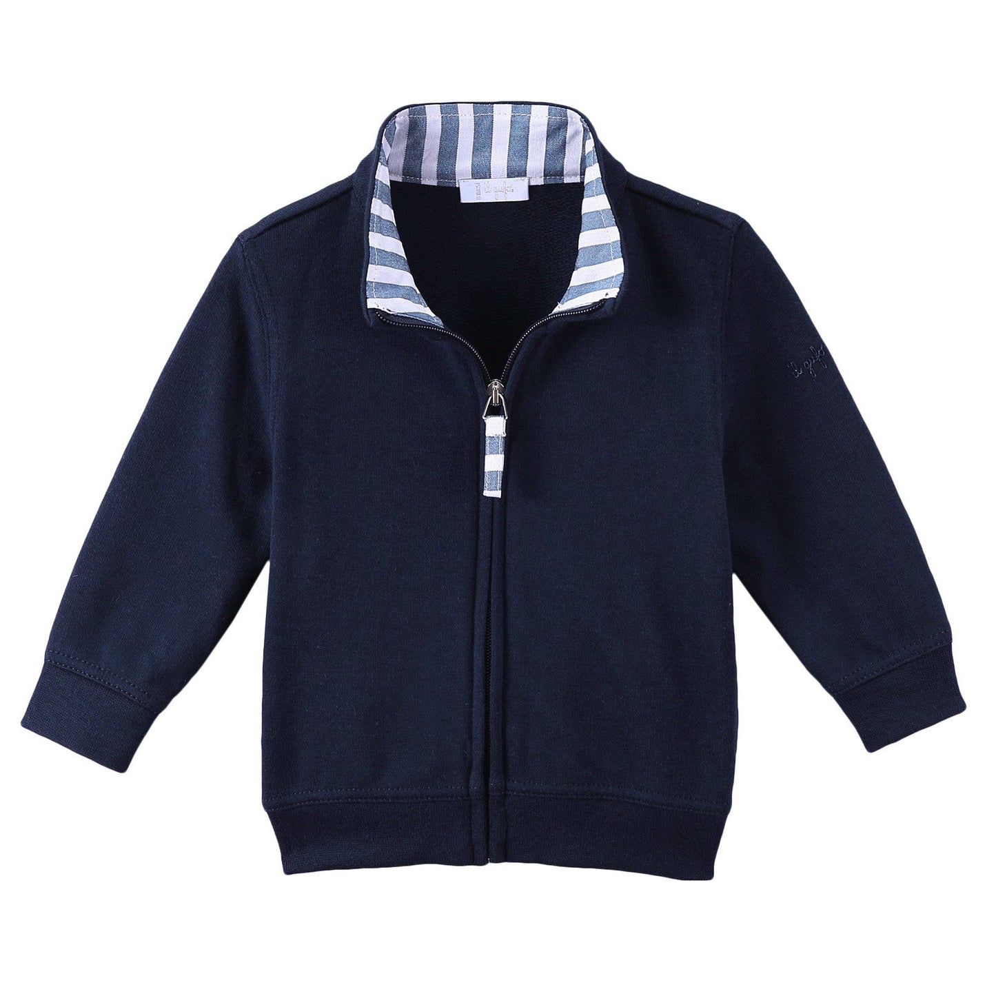 Baby Boys Navy Blue Cotton Zip-up Jacket