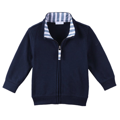 Baby Boys Navy Blue Cotton Zip-up Jacket