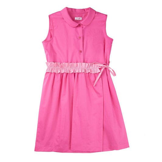 女童亮粉色棉连衣裙