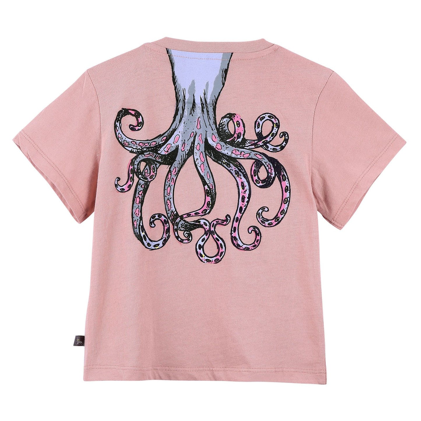 Baby Girls Pink Cotton T-Shirt With Octopus Print Trims