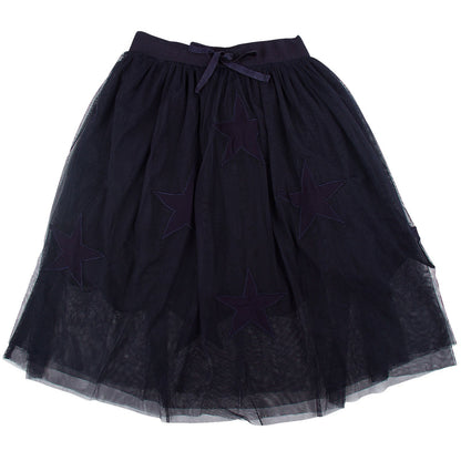 Amalie Girls Navy Blue Stars Embroidered Skirt