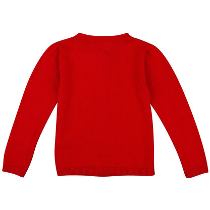 Baby Girls Bright Red  Embroidered Flower Trims Cardigan
