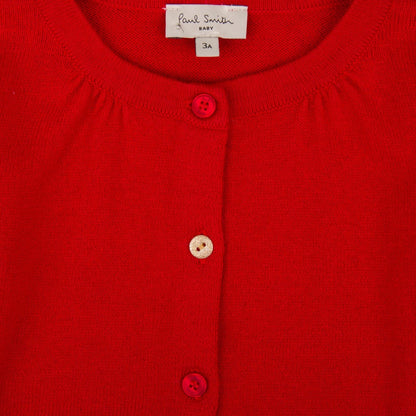 Baby Girls Bright Red  Embroidered Flower Trims Cardigan
