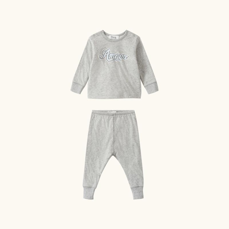 Baby Boys & Girls Light Grey Cotton Babysuit