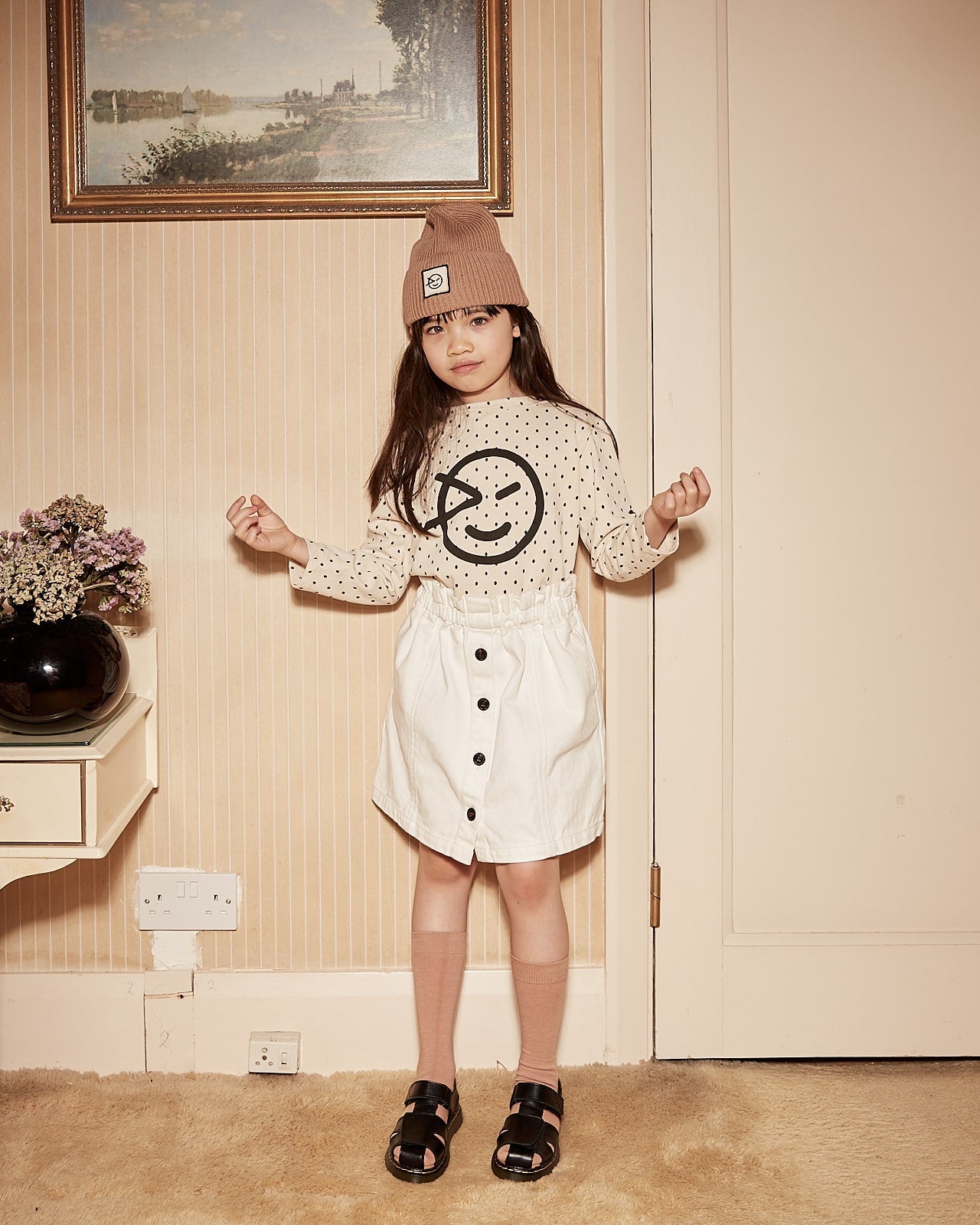 儿童焦糖色针织帽