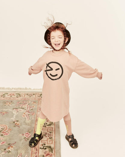 女童粉色Logo棉连衣裙