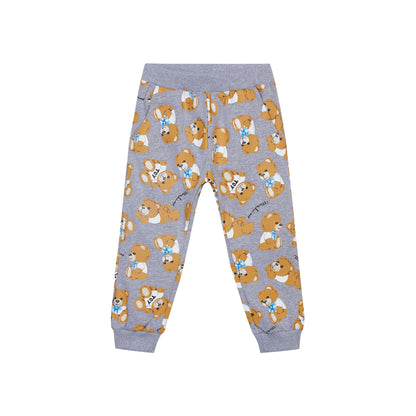 婴儿灰色印花棉长裤