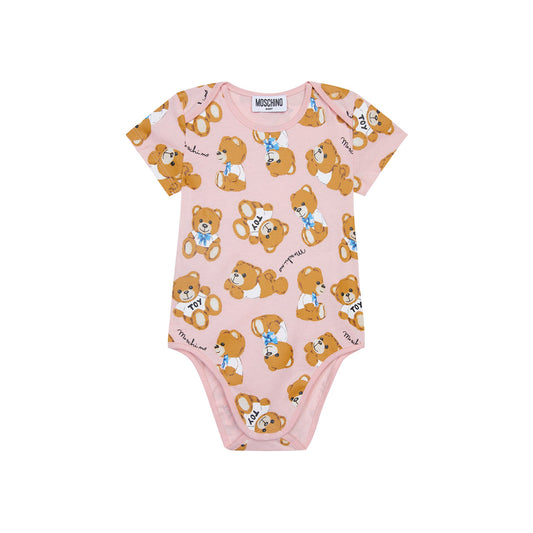 女婴粉色印花棉连体衣