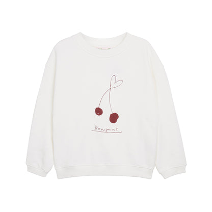 女童白色Logo棉卫衣