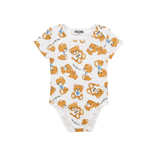 婴儿白色印花棉连体衣