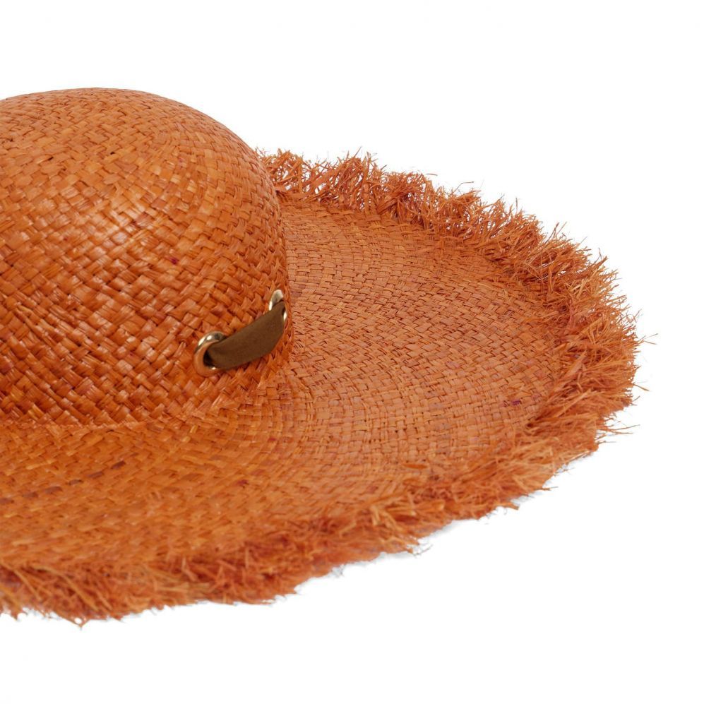 女童赭色拉菲草帽